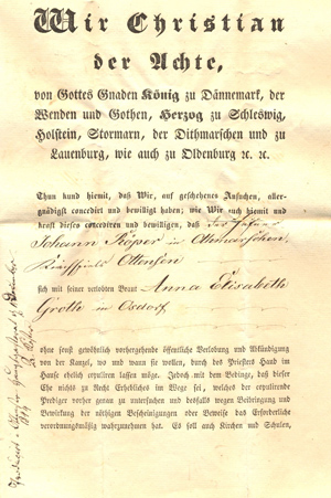 Eheerlaubnis 1844