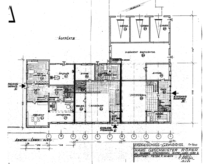 Grundrissplan für 3 Arztwohnungen, 1981